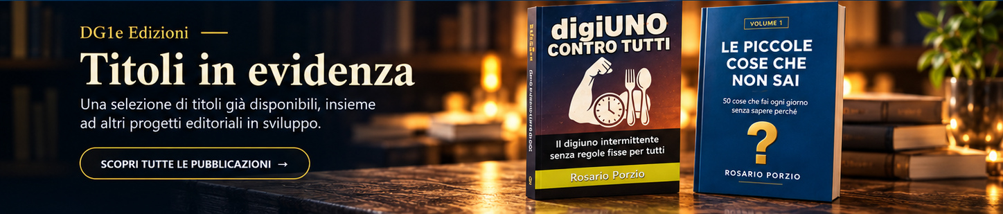 DG1e Edizioni. Titoli in evidenza: digiUNO CONTRO TUTTI e Le piccole cose che non sai.